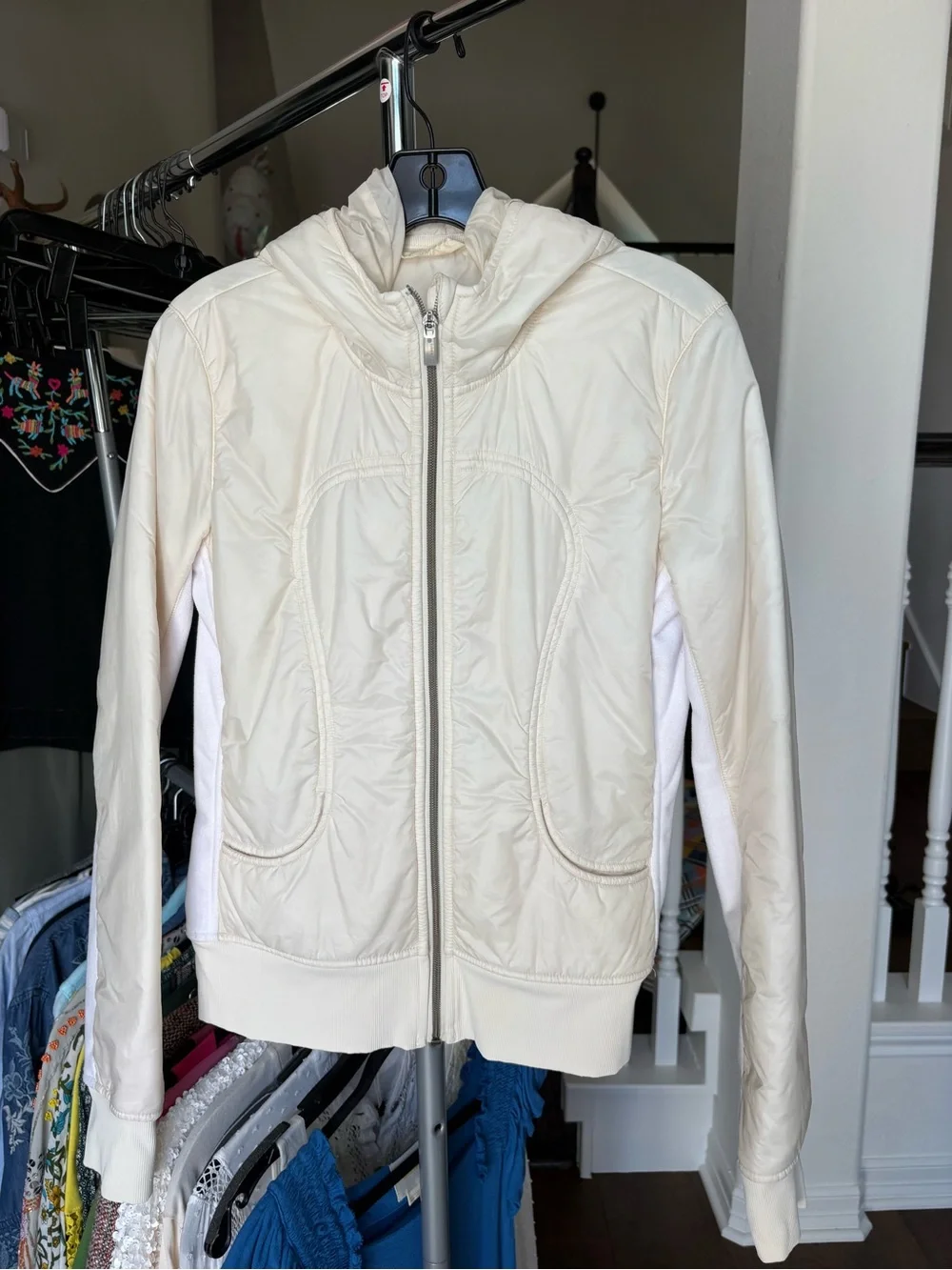 lululemon athletica Cream Hooded Bomber Jacket